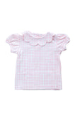 Pink Gingham Scallop Peter Pan Collar Shirt & Onesie