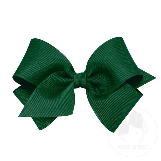 Wee Ones Small Classic Grosgrain Hair Bow - Forest Green