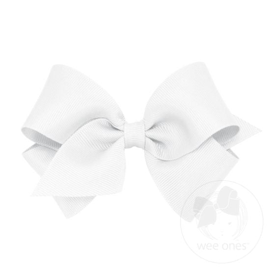 Wee Ones Small Classic Grosgrain Hair Bow - White