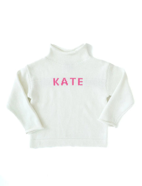 White Personalized Knit Sweater