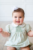 Aqua Floral Smocked Emmie Bubble