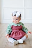 Winter Berry Bubble + Green Scalloped Onesie