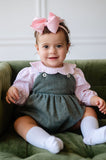 Winter Moss Bubble + Pink Scalloped Onesie