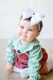Winter Berry Bubble + Green Scalloped Onesie
