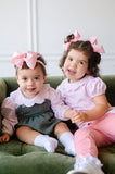 Winter Moss Bubble + Pink Scalloped Onesie