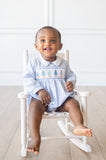 Blue Christmas Trees Smocked Henry Bubble