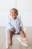 Blue Christmas Trees Smocked Henry Bubble