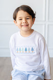 Blue Christmas Trees Smocked Beau T-Shirt/Pants Set