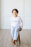 Blue Christmas Trees Smocked Beau T-Shirt/Pants Set