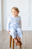 Blue Christmas Trees Smocked Norman Longall