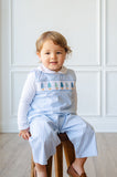Blue Christmas Trees Smocked Norman Longall