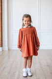 Golden Orange Smocked Pima Cotton Libby Dress
