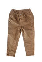 flat lay of brown corduroy pants for boys.