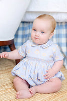 boy wearing smocked candy corn bubble