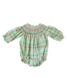 Christmas Plaid Smocked Birdie Bubble