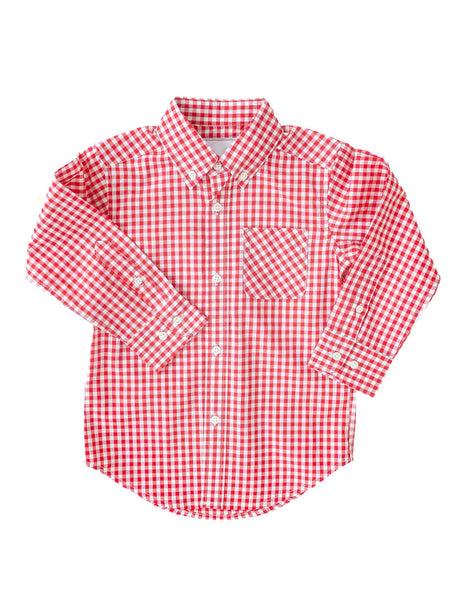 dress shirt for boys Boys' Red Gingham Button Down Shirt I Ruth and Ralph 8