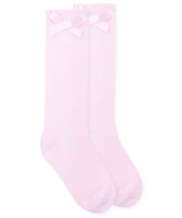 Jefferies Pointelle Bow Knee High Socks - pink