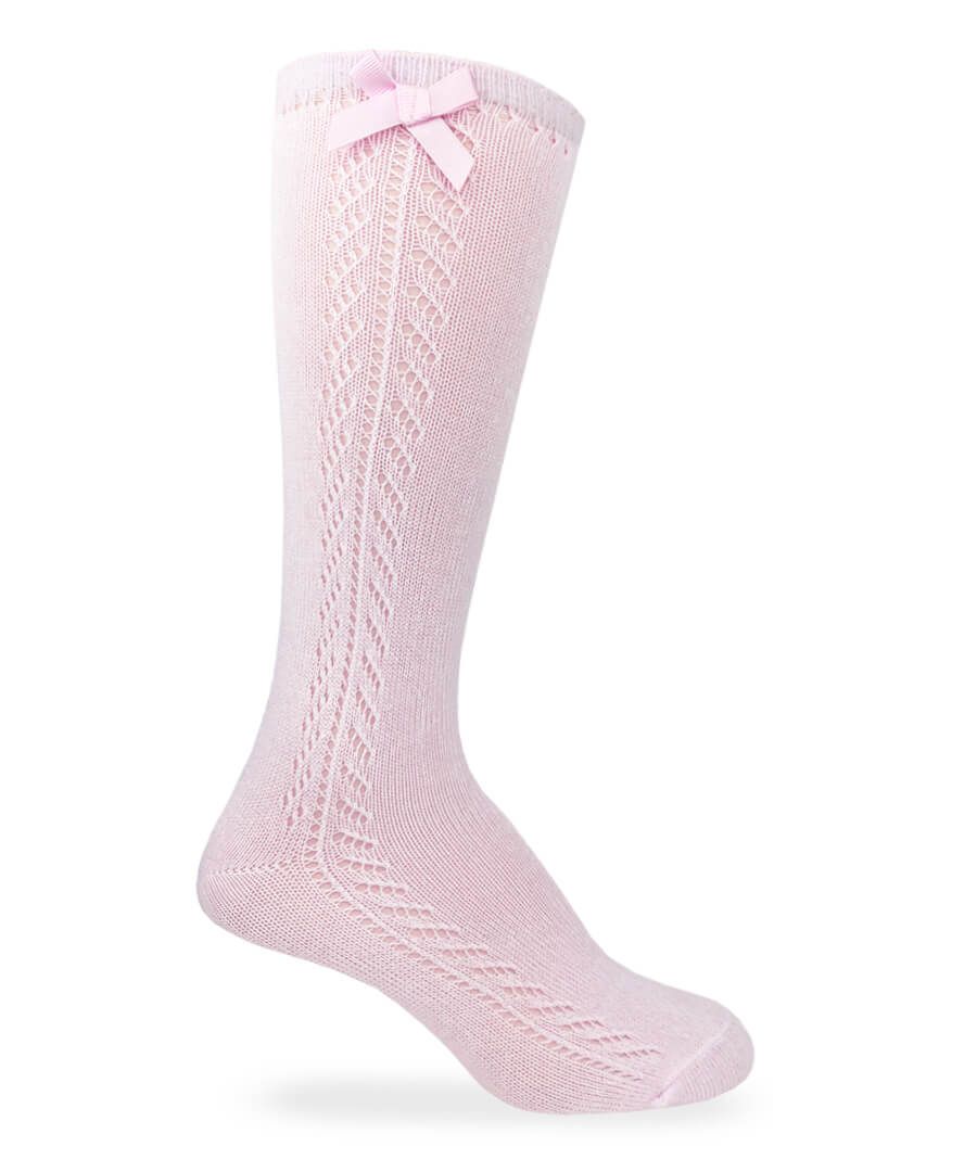 Jefferies Pointelle Bow Knee High Socks pink1