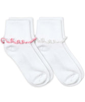 Jefferies Ripple Edge Socks - pink/white