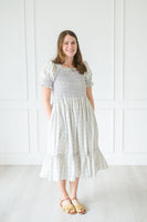 Women's Floral Ribbon Smocked Dress