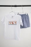 Smocked Auburn shirt and short set for Boys 