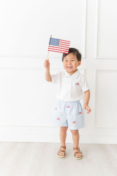 American Flag Polo/Shorts Set