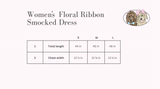 Women's Floral Ribbon Smocked Dress